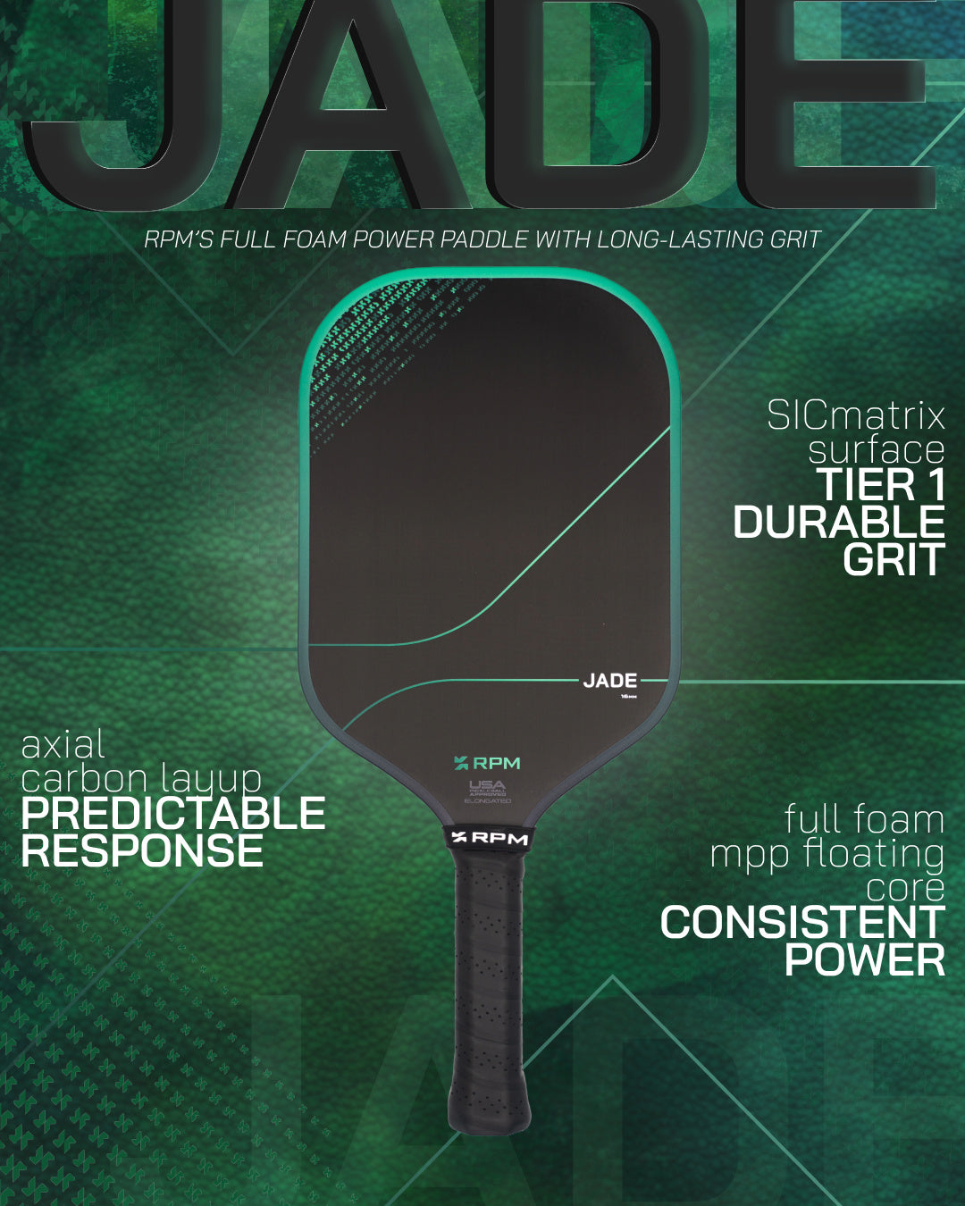 RPM Jade Elongated Pickleball Paddle